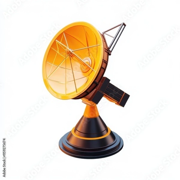 Fototapeta A modern satellite dish in vibrant orange and black, designed for optimal signal reception and aesthetic appeal.