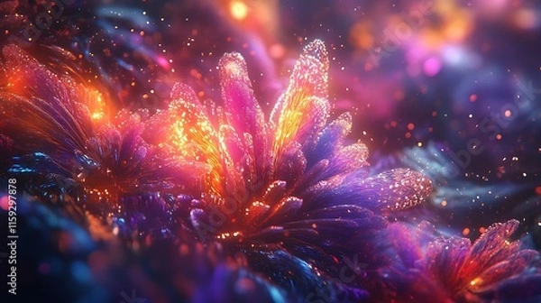 Fototapeta Vibrant colorful explosion abstract art digital creation fantasy