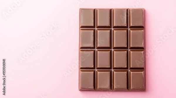 Fototapeta Minimal chocolates idea. Delicious chocolate bar arranged on a pink background, perfect for sweet cravings.