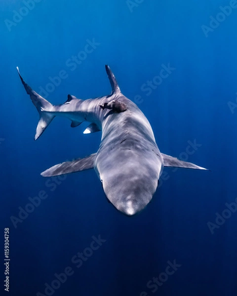 Obraz Shark close up with blue background