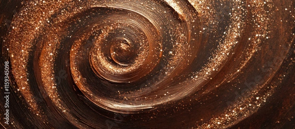 Fototapeta Burnished copper metallic swirl with sparkling glitter and textured grain