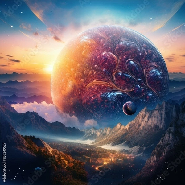 Fototapeta surreal, imaginative illustrations blending realistic and fantastical elements. Include dreamy settings, dreamscapes, cosmic elements, and abstract concepts to evoke a sense of wonder and creat