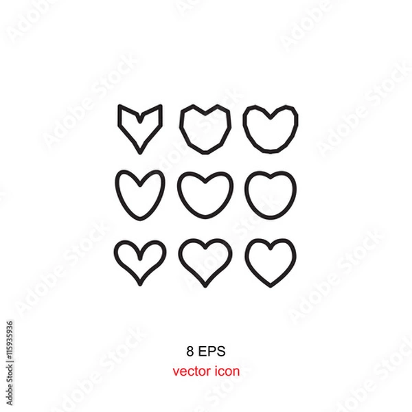 Fototapeta Heart Icon Vector set