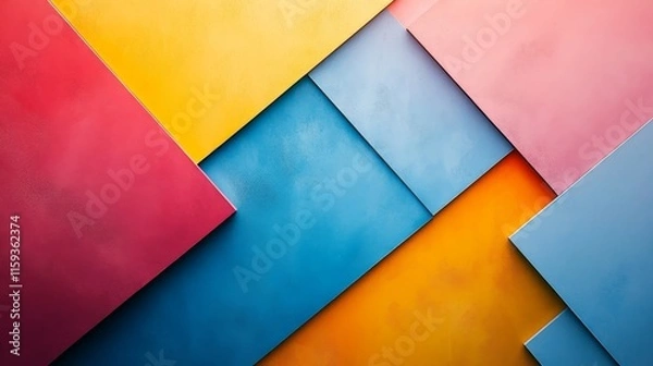 Obraz Dynamic abstract shapes shift between radiant blocks of complementary colors., Generative AI