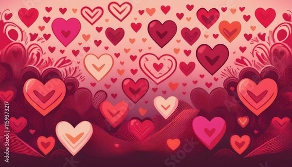 Fototapeta Valentine’s Day-themed wallpaper featuring heart-shaped patterns, soft gradients, and romantic symbols like cupid arrows or intertwined hearts.