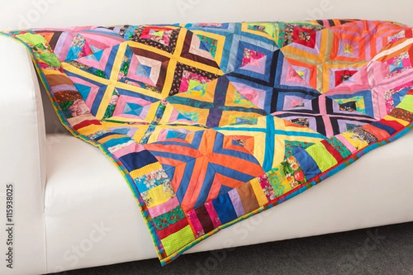 Obraz Multicoloured Patchwork quilt. Part of patchwork quilt as background.
