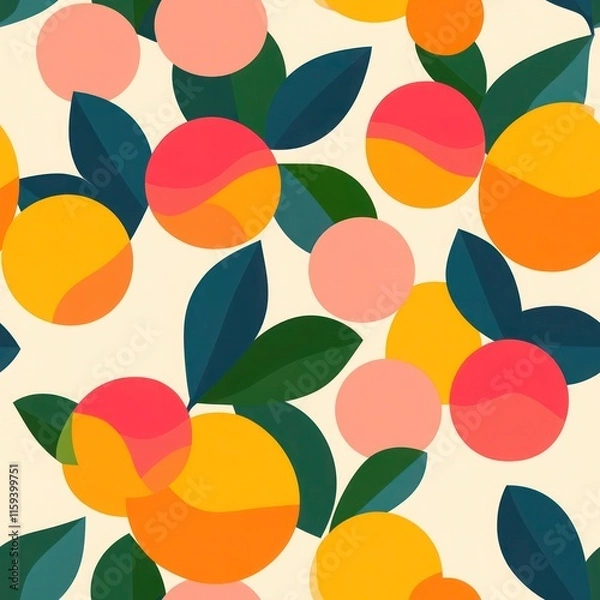 Obraz Abstract fruit pattern in a vintage-modern style. Seamless design with geometric fruit shapes.