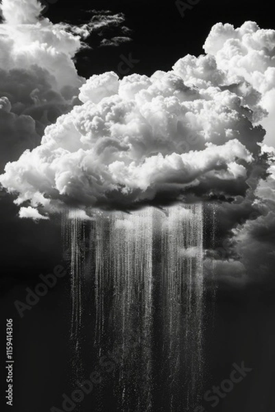 Fototapeta Stormy sky and rain drops falling on ground.