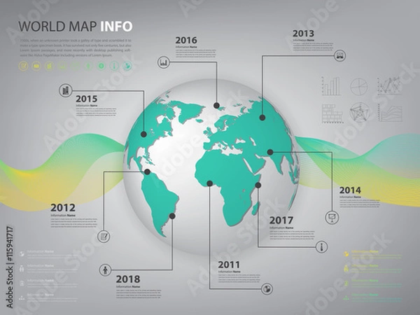 Fototapeta worldwide map infographic for business presentation and slide sh