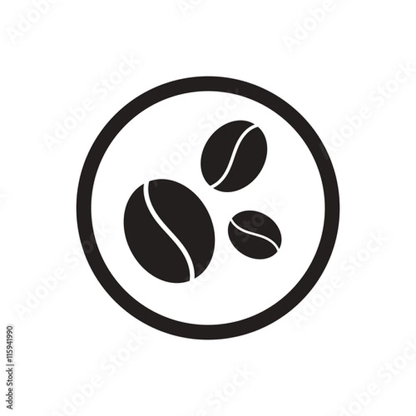 Obraz black vector icon on white background coffee beans
