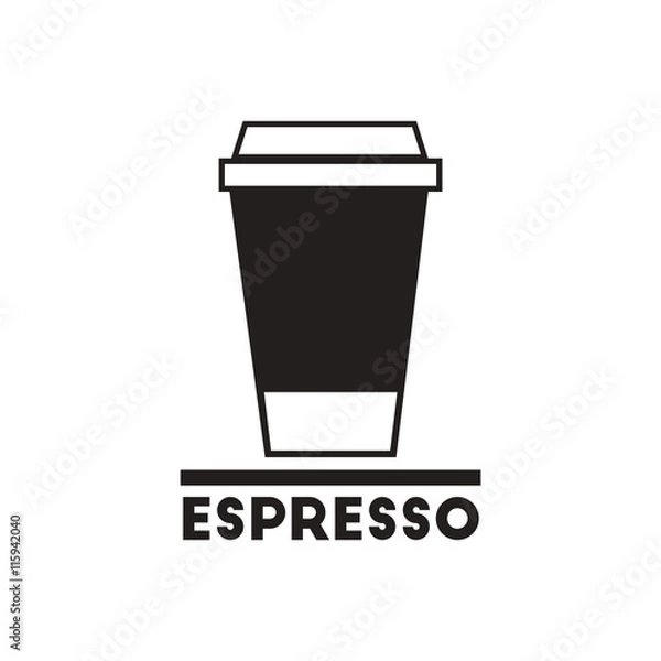 Obraz black vector icon on white background cup of espresso
