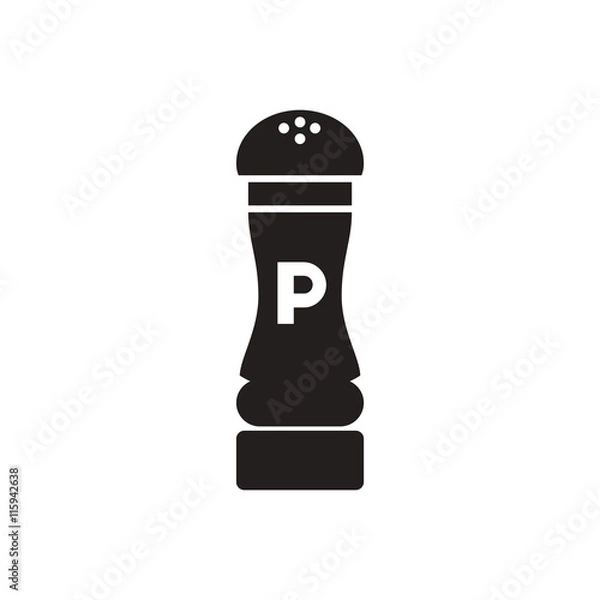 Obraz black vector icon on white background pepper shaker
