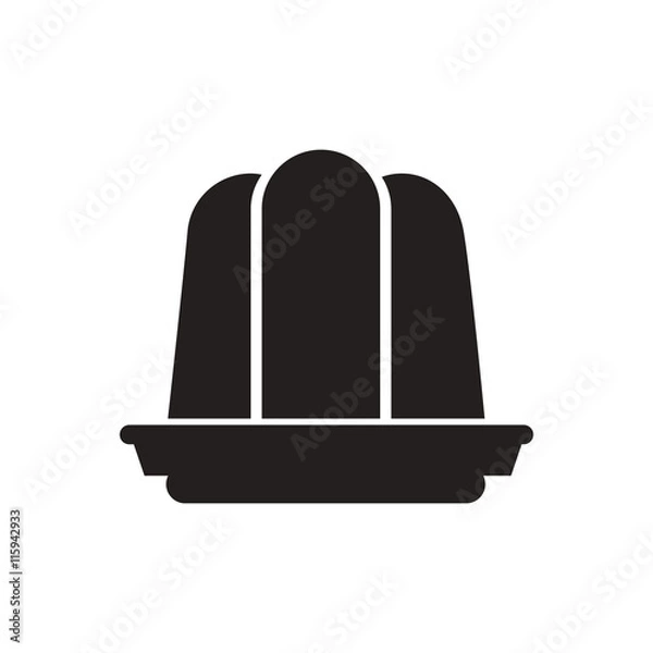 Obraz black vector icon on white background jelly dessert
