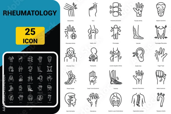 Obraz Rheumatology line icons set. Isolated vector element