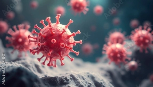 Fototapeta virus bacteri and corona virus 3d rendering