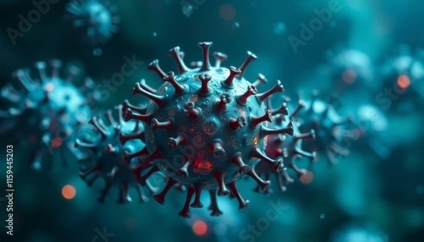 Fototapeta virus bacteri and corona virus 3d rendering