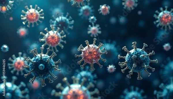 Obraz virus bacteri and corona virus 3d rendering