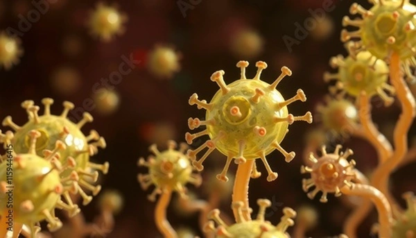 Obraz virus bacteri and corona virus 3d rendering