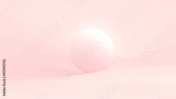 Fototapeta Glowing pearl like egg on soft pink background. Minimalist Easter, spring, or new life concept.
