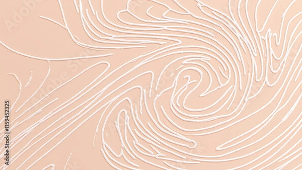 Fototapeta Abstract background with swirling beige and white lines.  Modern minimalist design, texture, wallpaper.