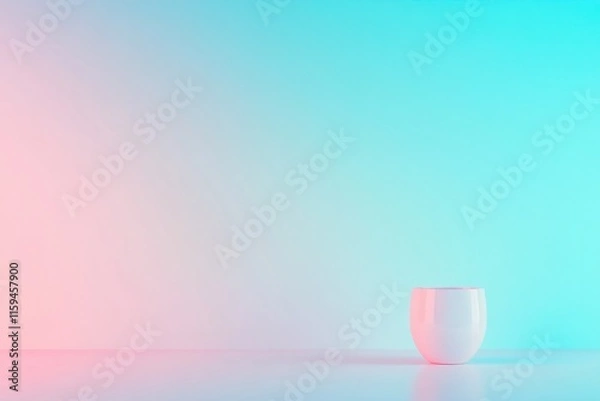 Fototapeta Minimalist design featuring white cup against gradient backgroun