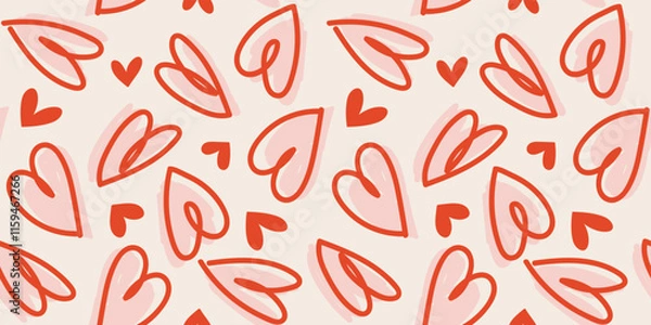 Obraz Hand painted Valentine's Day seamless pattern. Modern abstract art