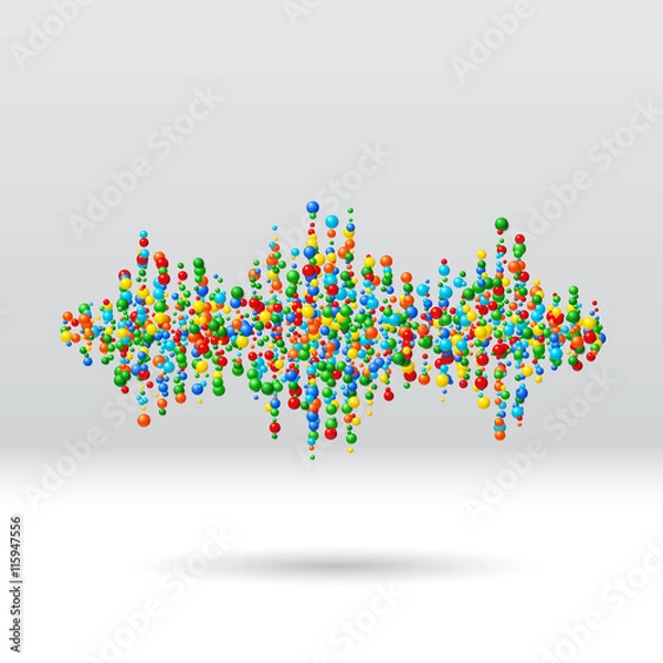 Fototapeta Sound waveform made of scattered balls
