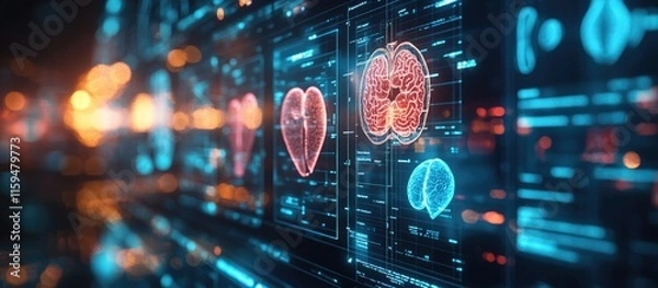 Obraz Digital Anatomy: A Futuristic Visualization of the Human Heart and Brain