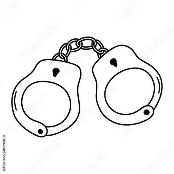 Obraz Handcuff vector icon in doodle style. Symbol in simple design. Cartoon object hand drawn isolated on white background.