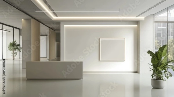 Fototapeta Elegant minimalist art gallery with minimal decor. Featuring a clean, open design with sleek lines