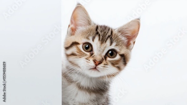 Obraz Playful american shorthair kitten with mischievous charm indoor studio pet photography bright white background