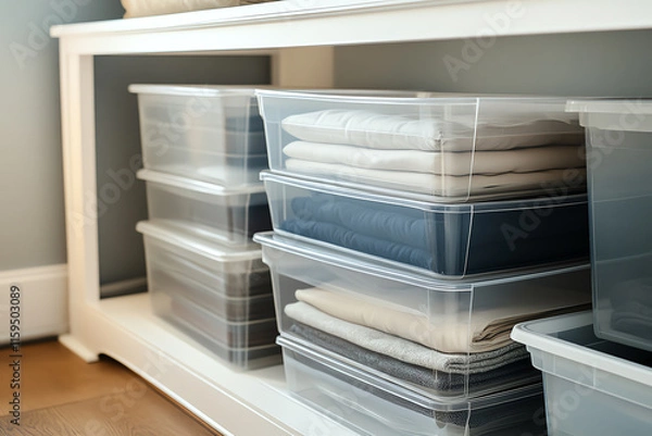 Fototapeta Maximize space with stackable storage solutions