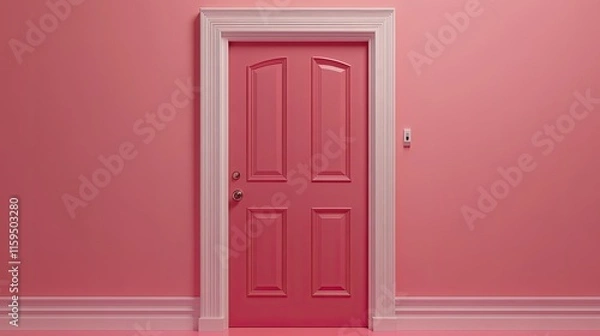 Obraz Pink Door in a Pink Room with White Trim