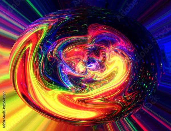 Obraz abstract neon bubble on space background