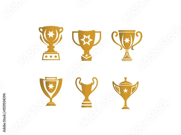 Obraz Trophy cups icons Set. Winner symbols in Fill Styles. Champion's cups. First place cups. and bronze trophy  icon collection.