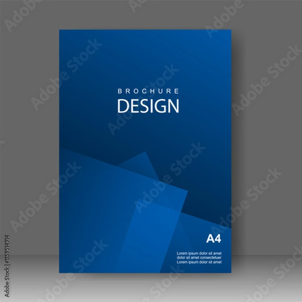 Obraz Book cover blue shape modern design. Annual report. Brochure template, catalog. Simple Flyer promotion. magazine. Vector illustration