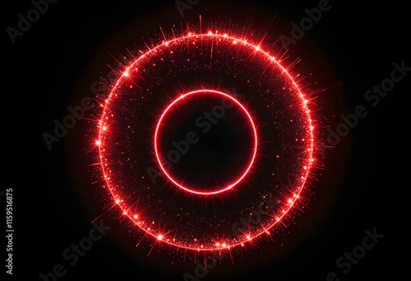 Obraz Glowing red magic rings on black background. Spell effect overlay