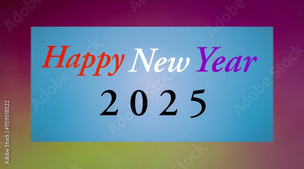 Obraz Happy new year 2025 colorful greetings on blue color background with colorful frame
