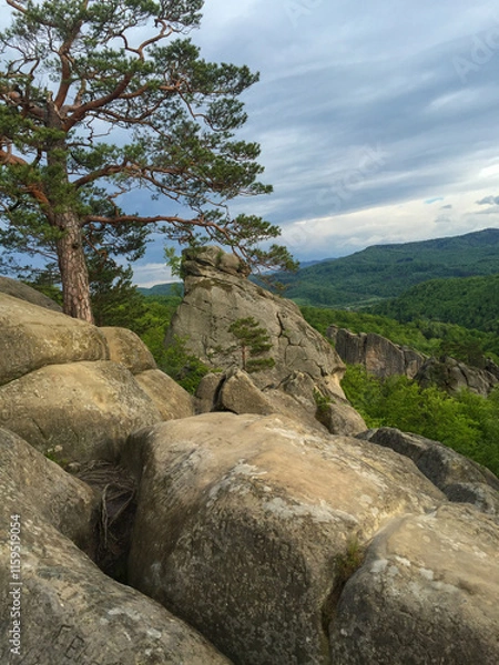 Fototapeta Scenic view of rock formations in nature landscape