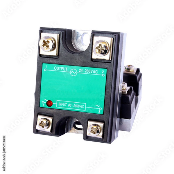Fototapeta Solid-State relay isolated on white background