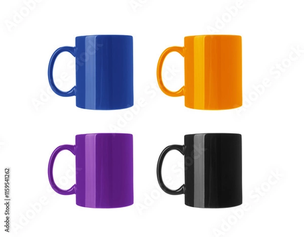 Fototapeta Blank cups isolated on white, set. Mockup for design