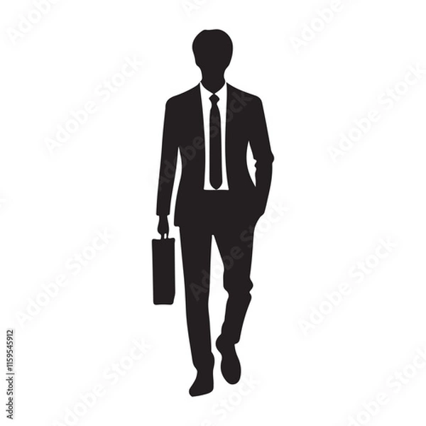Fototapeta Silhouette of a Businessman Walking with a Briefcase