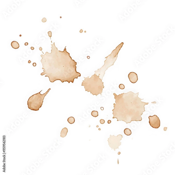 Fototapeta Coffee stains isolated on a transparent background. Royalty high-quality free stock PNG image of Coffee and Tea Stains Left by Cup Bottoms. Round coffee stain isolated, cafe stain fleck drink beverage