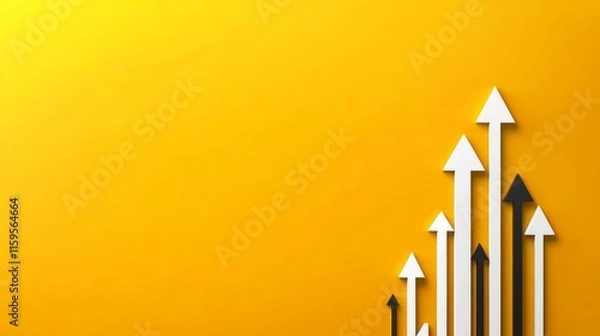 Fototapeta Business presentation template featuring arrows rising on a yellow background Vector illustration for growth concepts