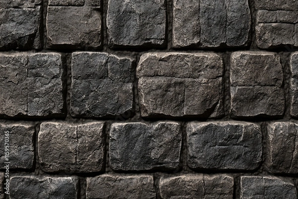 Obraz Textured dark brick stone wall design