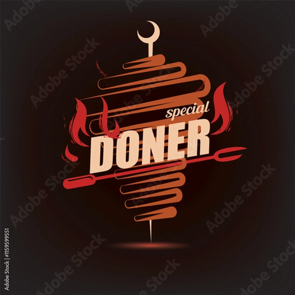 Obraz doner kebab emblem template, stylized vector symbo