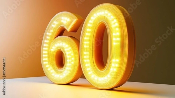Obraz Glowing number 60 on a soft background.