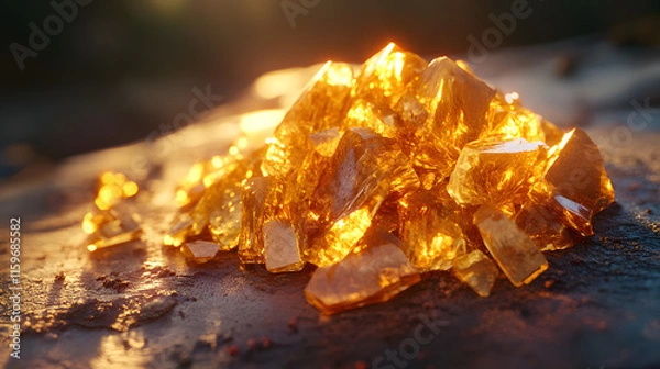 Obraz Small Heap of Amber Resin in Golden Hues