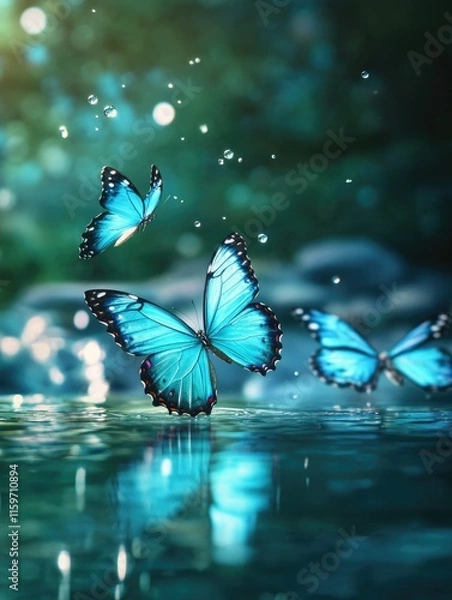 Obraz Butterflies in Flight over Water