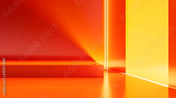 Fototapeta 3d rendering of Orange and red abstract geometric background. Scene for advertising, technology, showcase, banner, game, sport, cosmetic, business, metaverse. Sci-Fi Illustration. Product display


